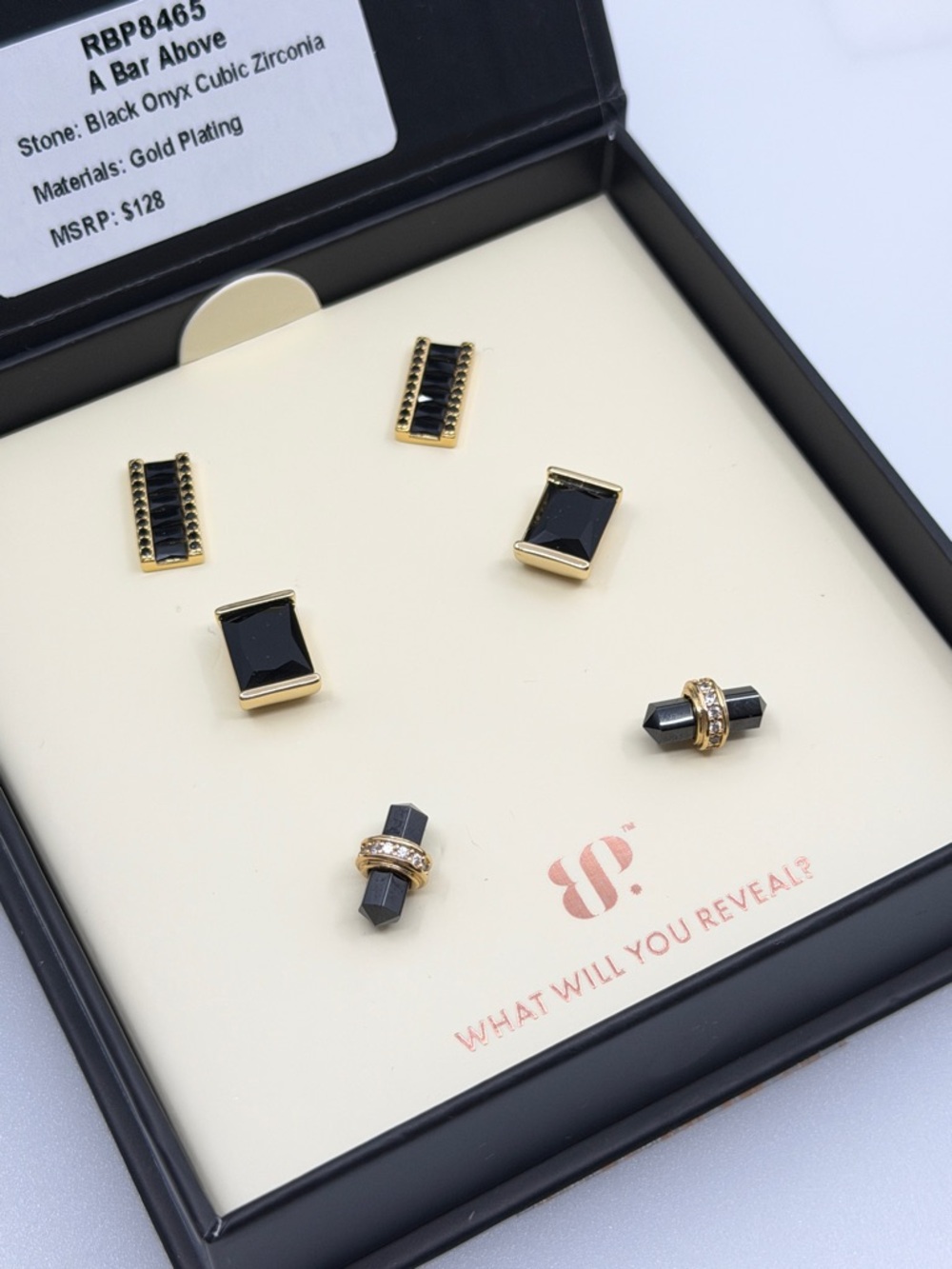 Bomb Party Custom Tray of Studs - Gold and black onyx